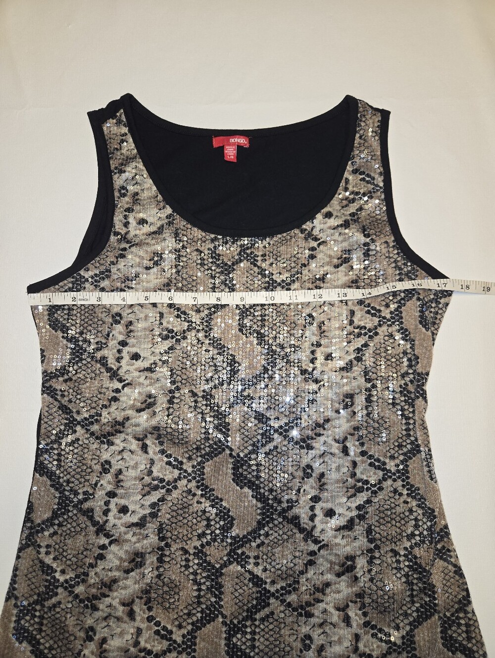 Bongo Python Print Sequined Tank - Picture 4 of 6